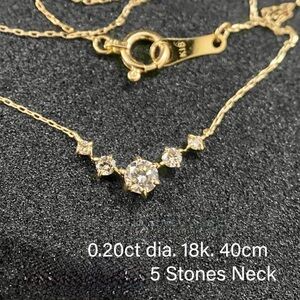 Brand New 18k Yellow Gold Necklace with Natural Diamond  0.20ct w/ Certificate